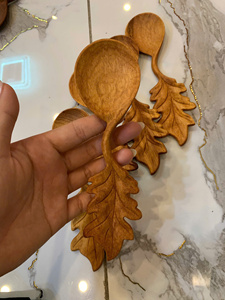 Vietnam Rustic Scoop Leaf Wooden <b>Spoon</b> Natural Wood Material for Spice Scoop <b>Coffee</b> Tea Serving Kitchen Utensil Use - Product Image 2