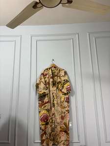 Robe Kimono en Coton Imprimé au Bloc, Col en V, Séchage Rapide, Manches Longues, Longueur Intégrale, Légère, Printemps/Été, pour Demoiselle d'honneur - Product Image 3