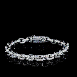 Moissanite <b>Silver</b> Link Bracelet Iced Out Luxury Bracelet Elegant Fashion Jewelry <b>For</b> <b>Men</b> Women Gift - Product Image 1