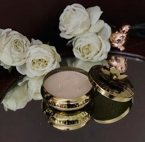 Premium Gold Metal Lotus Wax Jar Candle in Wholesale Price - Product Image 4