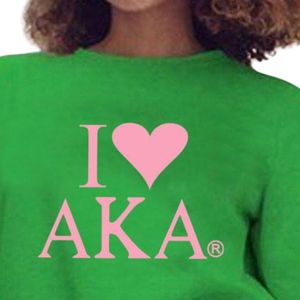 Sudadera AKA con Cuello Redondo, Estampado Gráfico Verde y Rosa de Pakistán, Sudadera Personalizada para Hermandades Griegas - Product Image 2