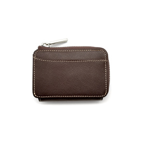 Best Value Castello Luxury Saffiano Leather Accordion Zippered Card Utility Pouch Polyester Black Dark Brown Grey - Product Image 1