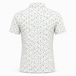 Polo pour homme Trackstar à imprimé géométrique blanc, manches courtes, col boutonné, chemise de golf décontractée, logo personnalisé - Product Image 4