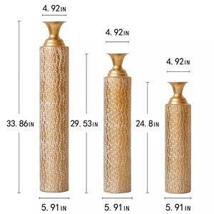 Juego de 3 Jarrones Modernos de Aluminio para Mesa, Hechos a Mano, Ecológicos, Decorativos, con Patrón Dorado y Blanco - Product Image 6