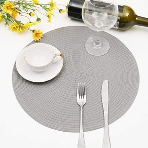 Set di 6 tovagliette rotonde in tessuto spesso da 15 pollici, grigie, intrecciate, per tavolo da pranzo, 6 pollici (Grigio 6) - Product Image 5
