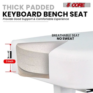 5 Core Keyboard <b>Bench</b> 3" <b>Padded</b> Cushioned Piano Stool Height Adjustable Guitar Seat Folding Portable - Product Image 2