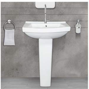 Compact ceramic laundry sink pedestal basin 580x495x870mm bathroom washtub porcelain washing clothes basin freestanding design - Product Image 5