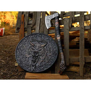 Hache de guerrier viking DIY en acier au carbone industriel avec manche en bois et bouclier – Idéal pour la chasse et le camping – Le cadeau parfait - Product Image 4