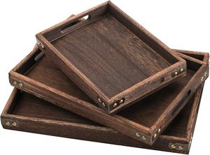 Trusted Manufacturer Deluxe Wooden Serving <b>Tray</b> With Strong Base For Serving Breakfast <b>Snacks</b> And Tea Conveniently - Product Image 1