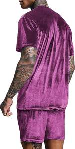 RABUSH SPORTS Survêtements d'été formels pour hommes 100 % laine velours respirants de haute qualité avec boutons brodés, t-shirt et short - Product Image 2