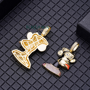 Colgante de Mono Chapado en Oro de Plata 925 con Incrustaciones de Diamantes Cultivados en Laboratorio, Amuleto de Hip Hop de Dibujos Animados, Joyería Unisex - Product Image 4