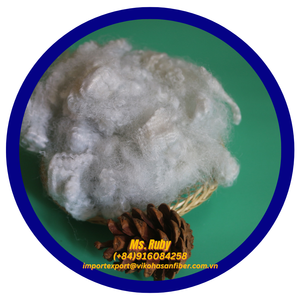 Fibra de poliéster virgen 100% 7D HD blanca 15D, material de relleno hueco reciclado teñido certificado GRS para Vietnam - Product Image 2