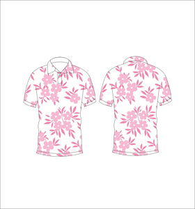 Polo Rosa Suave con Estampado Floral, Diseño de Hojas y Flores en Tono Rosa, Manga Corta, Verano, Casual, Vista Frontal y Trasera - Product Image 1