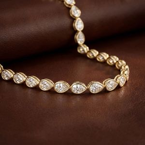 10k/14k <b>Gold</b> Women's Trendy Pear Cut Lab Grown Diamond <b>Tennis</b> <b>Necklace</b>-Elevate Infinity Design Reasonable Price Wedding - Product Image 1