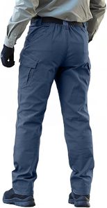 Men's Navy Tactical Cargo Pants High Waist Multiple <b>Pockets</b> Canvas Material Workwear Style Quick Dry Autumn Outdoor <b>Trousers</b> - Product Image 4