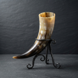 Corne à boire artisanale en corne de buffle avec support, forme naturelle, corne polie, corne à boire viking pour mariage, décoration de la maison, cadeau - Product Image 6