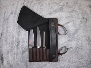 Custom Genuine <b>Leather</b> Chef Knife <b>Roll</b> Bag <b>Tool</b> <b>Roll</b> Bag New Design <b>Roll</b> up Bag Professional Chef Knife Cover LKR-0272 - Product Image 5
