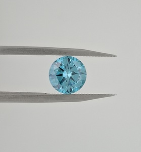 Pierre synthétique ronde de 1 carat, bleu intense fantaisie, certifiée IGI, cultivée en laboratoire (CVD HPHT), clarté VS1, pierre libre pour fiançailles - Product Image 1