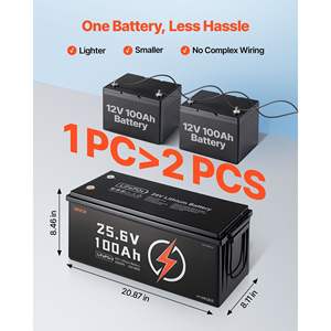 Batería de Litio LiFePO4 de 24V 100Ah de Ciclo Profundo para RV, Campers, Motores de Arrastre, Uso Marino, con BMS de 50A Integrado, Protección contra Bajas Temperaturas, Más de 4000 Ciclos - Product Image 5