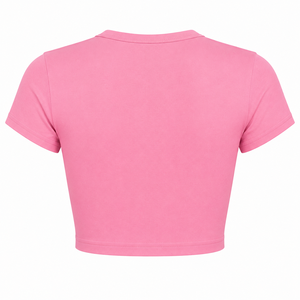 Camiseta Corta para Mujer, Cuello Redondo, Ecológica, 100% Algodón Jersey, Corte Ajustado, Estilo Minimalista, Blusa Informal de Verano para Hacer Ejercicio - Product Image 2