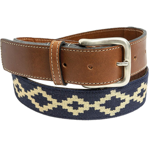Ceinture en cuir véritable avec broderie géométrique ethnique et boucle rectangulaire argentée, style décontracté, en cuir de vachette durable - Product Image 5