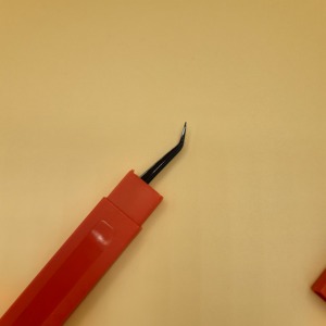 Angled Eyelash Tweezers Stainless Steel Smooth Tip <b>Precision</b> <b>Tool</b> Red Handle designed to provide better visibility and access - Product Image 1