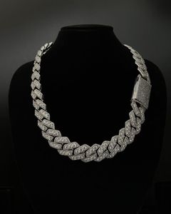 Men's 925 Silver <b>Statement</b> <b>Necklace</b> Brilliant Cut Moissanite Claw Setting Hiphop Style Link Chain Geometric Design Environmental - Product Image 1