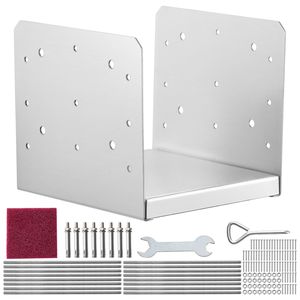 Base per Palo 8x8, 4 pz, in Acciaio Inossidabile, Staffa di Ancoraggio Regolabile, Interno 7.8 X 7.3", per Gazebo e Padiglioni - Product Image 1