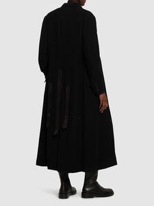 Manteau long en cuir huilé noir standard imperméable et respirant pour homme, style western, avec ceinture, col rabattu, 220g - Product Image 2