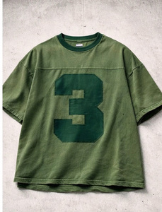 Customized Letter Men's T-Shirt Yarn Dyed Knitted <b>Acid</b> Wash Print Vintage Heavyweight Cotton 180g Loose Streetwear <b>Drop</b> Shoulder - Product Image 2