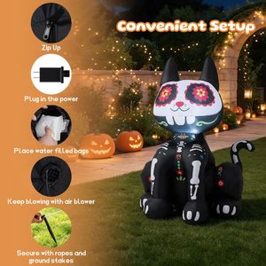 Gatto Gonfiabile a Forma di Teschio da 4 Piedi con Luci LED per Decorazioni di Halloween - Tema Giorno dei Morti - Product Image 5