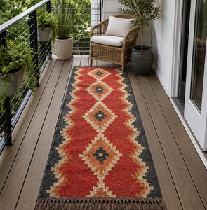 Custom Size Southwestern Kilim <b>Runner</b> Carpet Wool Jute Woven Floor <b>Rug</b> Tribal Boho Hallway Entryway Rustic Geometric <b>Runner</b> - Product Image 1