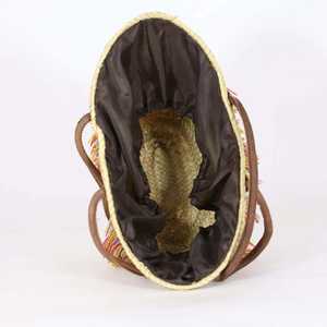 Moroccan Eco-Friendly Seagrass <b>Basket</b> Embroidered with Colorful Fringes BiyadinaStore's Mountain Bag - Product Image 4