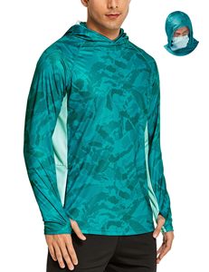 Chemises de pêche à capuche pour hommes, UPF 50+, 100% polyester, grandes tailles, avec masque, légères, protection solaire - Product Image 1