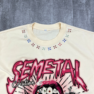 เสื้อยืดโอเวอร์ไซส์ทรงบ็อกซี่ ฮิปฮอป ผ้าฝ้ายสำหรับฤดูร้อน ตกแต่งด้วยโลโก้ประดับเพชรคุณภาพสูงจาก Qianshi สำหรับผู้ชาย - Product Image 5