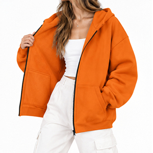 Sudadera con capucha casual para mujer con cremallera completa, cómoda, personalizable, proveedor mayorista de ropa de fábrica, calidad premium - Product Image 3