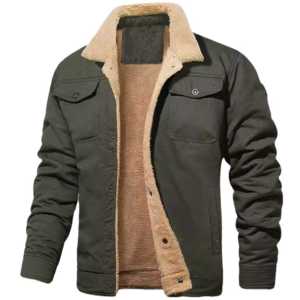 Veste de travail en toile épaisse de haute qualité avec logo personnalisé, veste vintage en toile de coton épaisse pour homme, fermeture éclair, hiver - Product Image 3