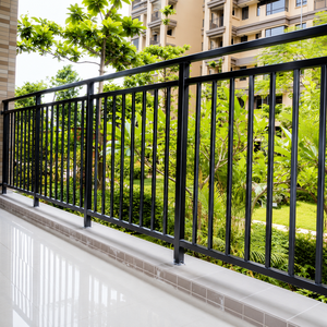 Luxury Metal Balcony <b>Railing</b> Black Wrought Iron Guardrail Decorative Outdoor Terrace Safety Fence Design - Product Image 2