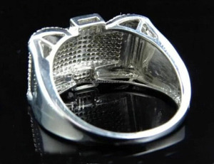 Bague de mariage, de fiançailles ou de promesse pour homme en argent sterling 925 plaqué, sertie de pierres, idéale pour les cadeaux et occasions festives - Product Image 4