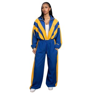 Conjunto Deportivo Corto Retro Sigma Gamma Rho para Mujer, Azul y Dorado, Dos Piezas, Estilo Casual Urbano, Ropa Deportiva de la Hermandad Griega - Product Image 1