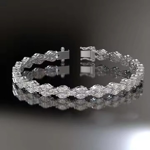 Round Shape Diamond Tennis <b>Bracelet</b> Minimalist Gold Stackable <b>Bracelet</b> Romantic Anniversary Gift for Wife for Parties - Product Image 4