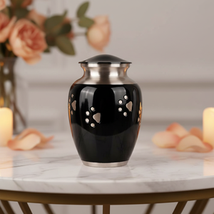 Modern Luxury Black Stainless Steel Pet Urn with Paw Print Design for Dogs <b>Square</b> Shape Airtight Memorial <b>Vase</b> - Product Image 1