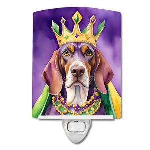 UL-Certified American English Coonhound King Mardi Gras Ceramic <b>Night</b> <b>Light</b> Compact 6x4x3 Multicolor for Bedroom <b>Hallway</b> Kitchen - Product Image 1