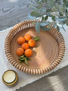 Panier multifonctionnel en rotin tressé artisanal et écologique, support à fruits avec poignée, organisateur en bambou pour la maison - Product Image 5