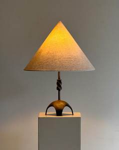 Nyxora Atelier Modern Iron Table <b>Lamp</b> Geometric Fabric <b>Shade</b> Handmade <b>Mid</b> <b>Century</b> Design Self-adhesive Diwali Indoor Living Room - Product Image 3