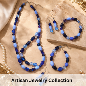 Elegante Collar de Cuentas de Vidrio Azul, Formas y Tamaños Surtidos, Acabado Liso, Cuentas Sueltas para la Elaboración de Joyería Artesanal - Product Image 4