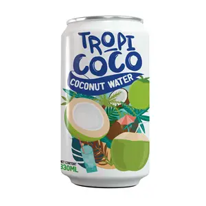 Tropicoco Eau De Noix De Coco Avec Pulpe Marque Naturel Organique Tendance Chaude Boisson 330mL En Aluminium Peut Du Vietnam