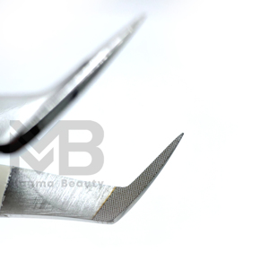 Pince à épiler de précision en acier inoxydable personnalisée, pointe lisse en forme de L, 10 mm, anti-magnétique, prise en main parfaite pour les extensions de cils - Product Image 4