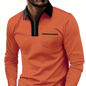 Nuevo Diseño de Camiseta Polo con Cierre, Manga Larga, Algodón y Felpa, para Hombre, Verano/Otoño, Casual, Deportiva, para Equipo, con Logotipo Personalizado - Product Image 1