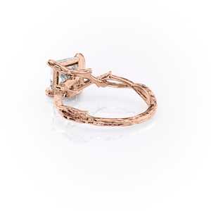 Anillo de compromiso clásico para mujer, de plata 925, con diamante moissanita de corte princesa y banda de ramas. - Product Image 4